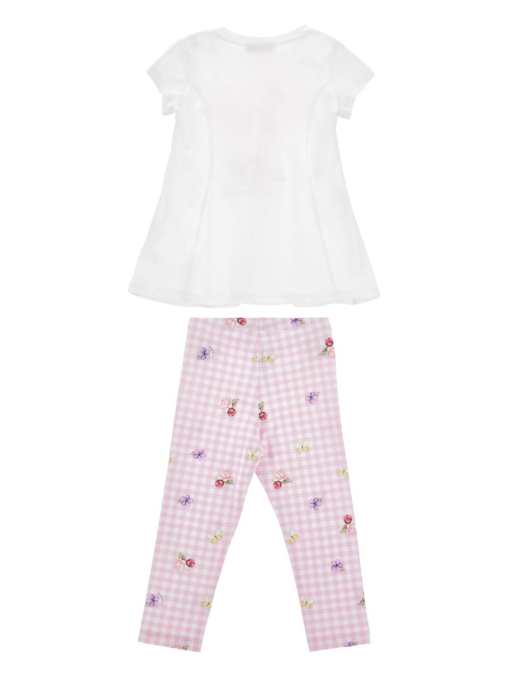 Set t-shirt e pantaloni per bambina Monnalisa Gingham a fiori 19G500 7001 9990 MONNALISA KIDS