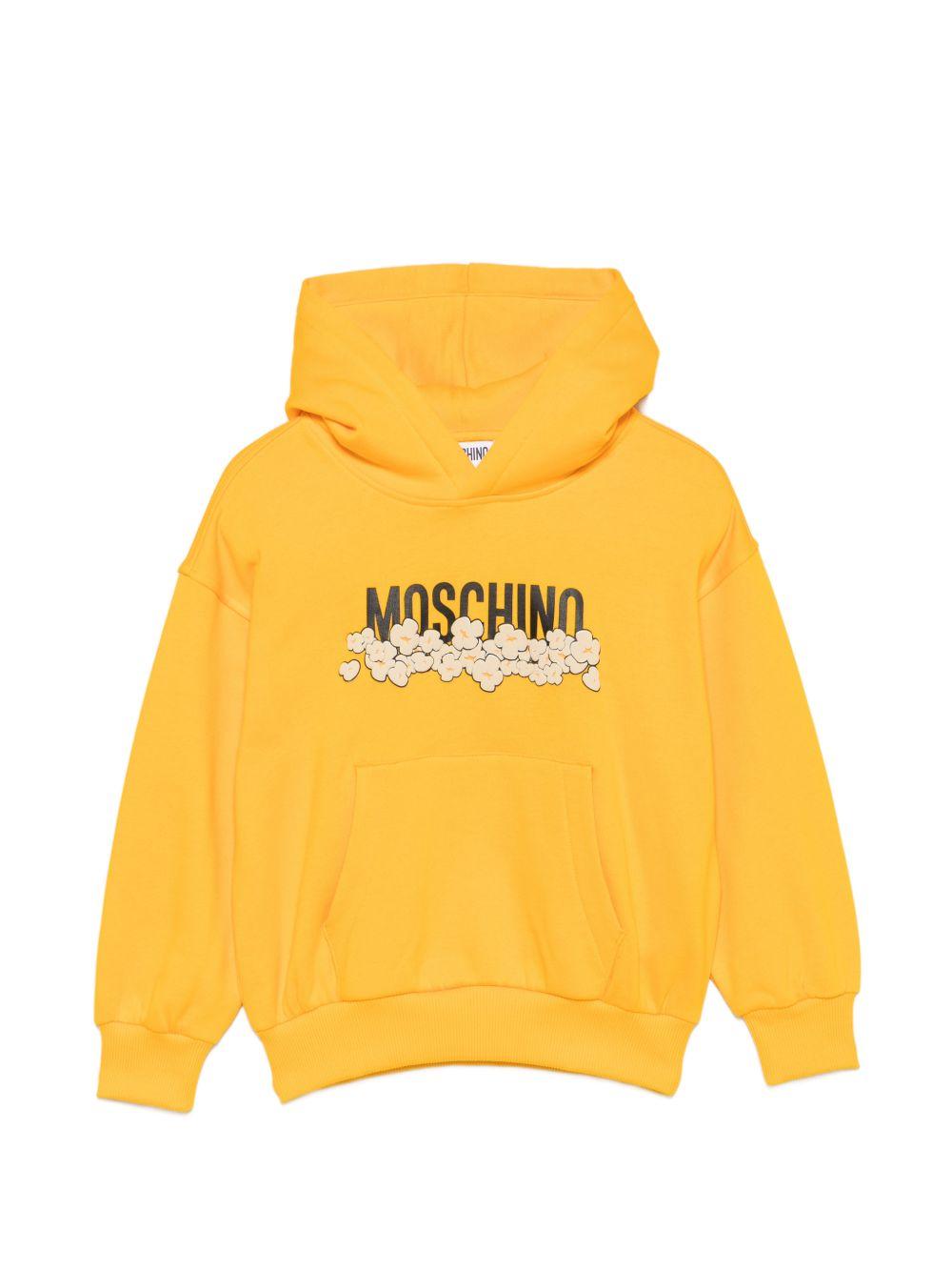Felpa per bambini Moschino Kids gialla con stampa grafica HUF09ZLCA83 51140 MOSCHINO KIDS