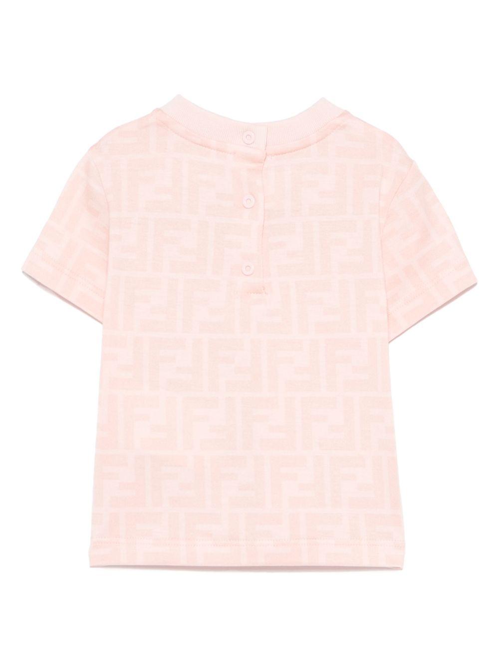 T-shirt per neonato Fendi Kids rosa con stampa FF BUI097 ATRV F1RX7 FENDI KIDS