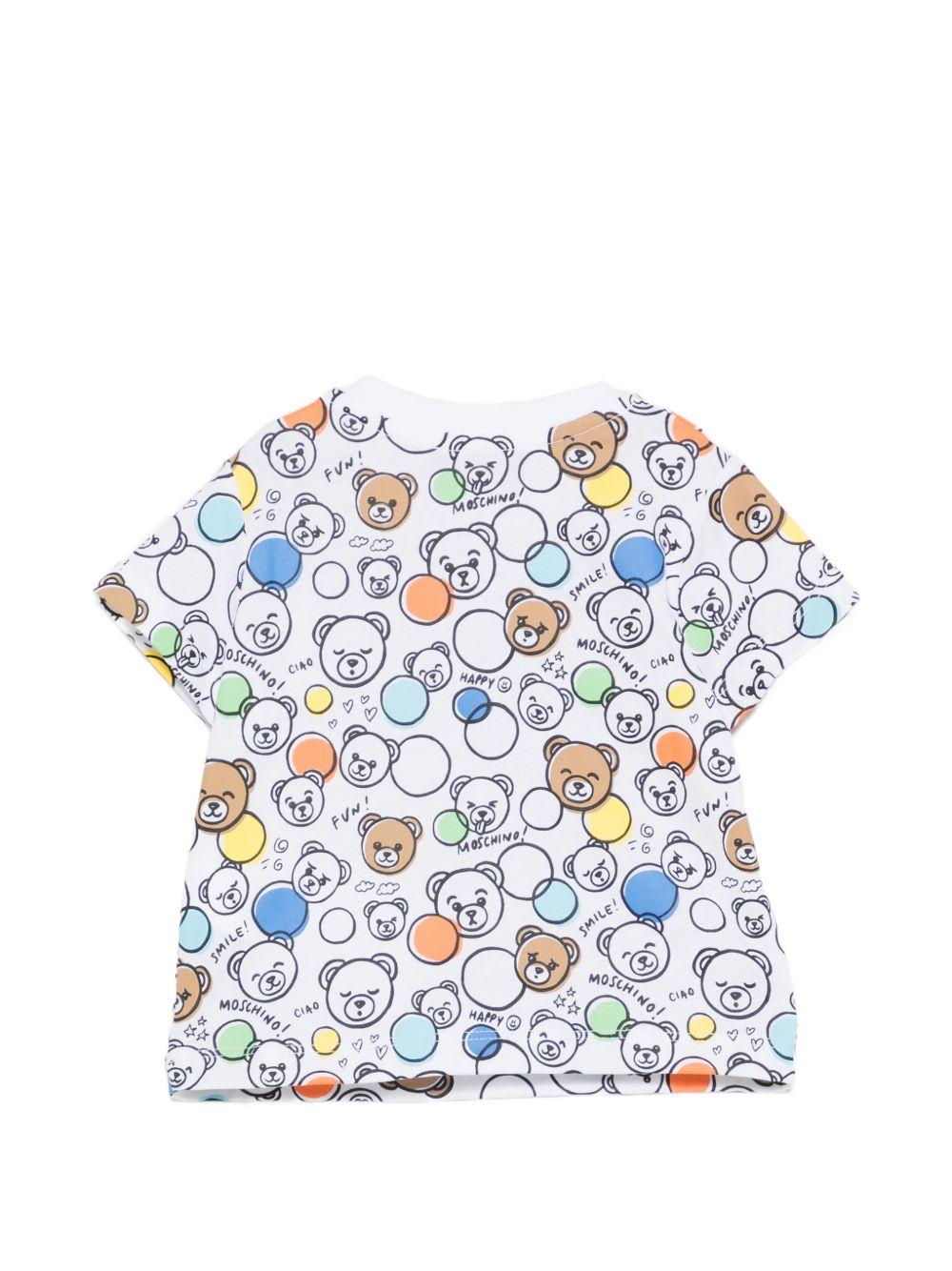 T-shirt per neonati Moschino Kids multicolore con stampa orsetti all-over MUM04RLAB5A 83680 MOSCHINO KIDS
