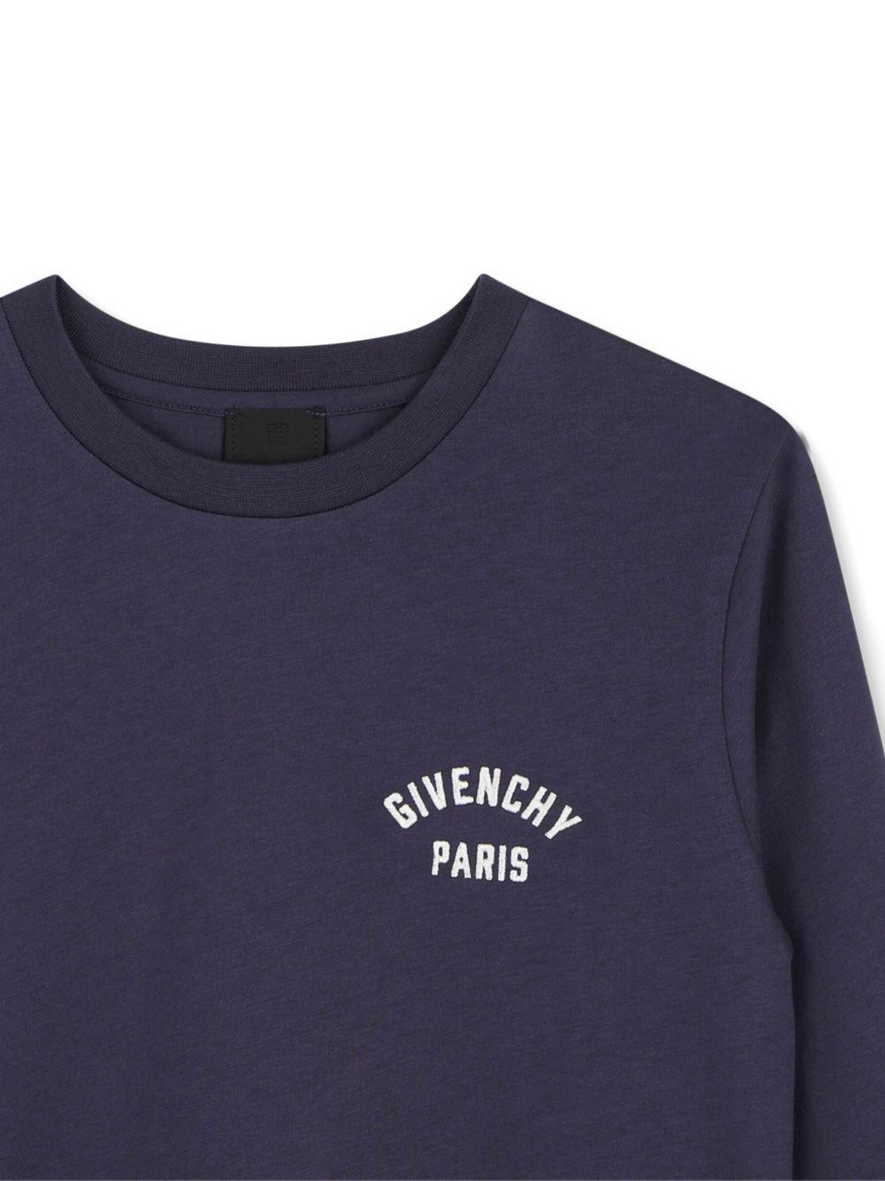 T-shirt per bambino Givenchy Kids blu con logo sul davanti H31347 853 GIVENCHY KIDS