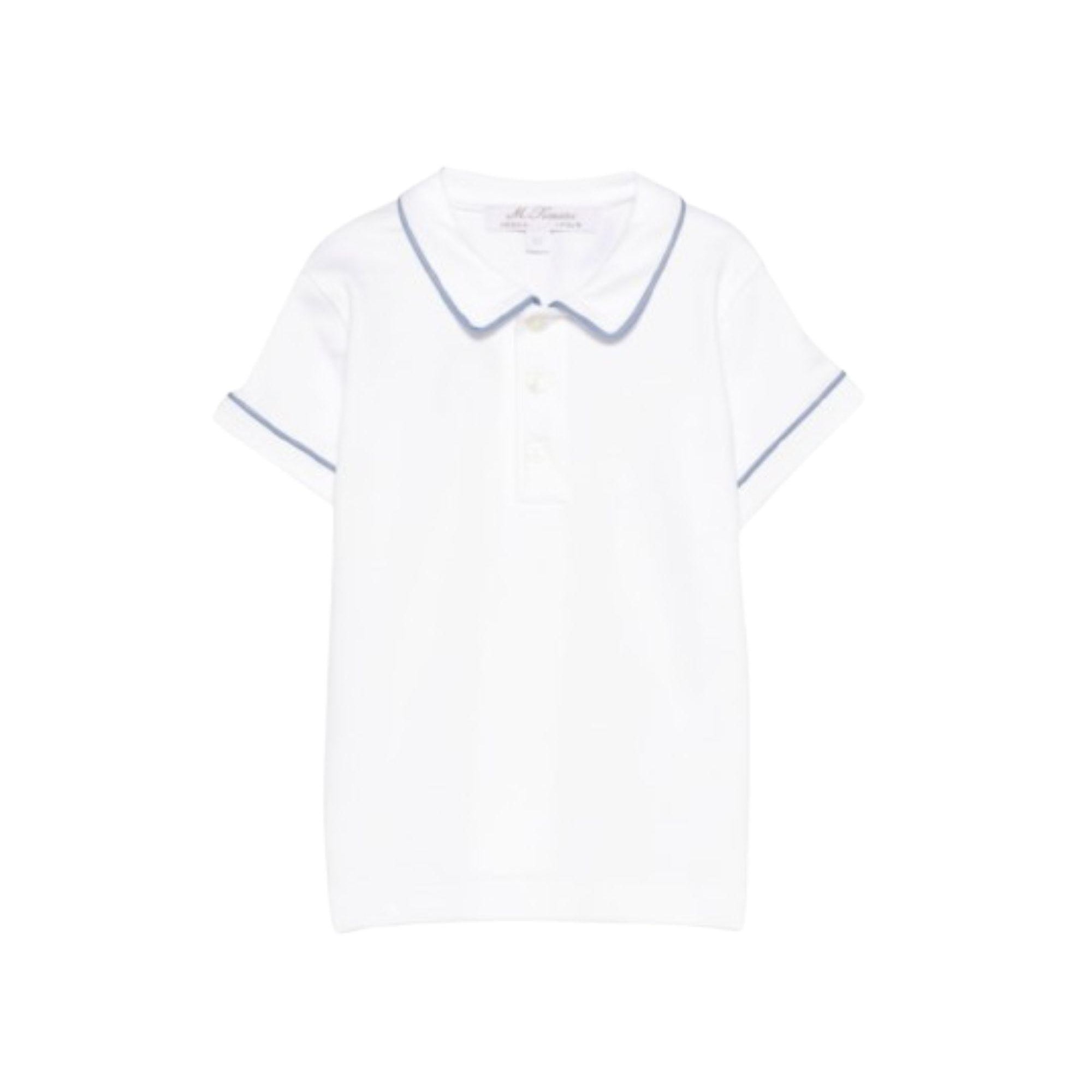 T-shirt per neonato Mariella Ferrari bianca con colletto con dettagli azzurri CAY23 BIANCO AVIO MARIELLA FERRARI KIDS