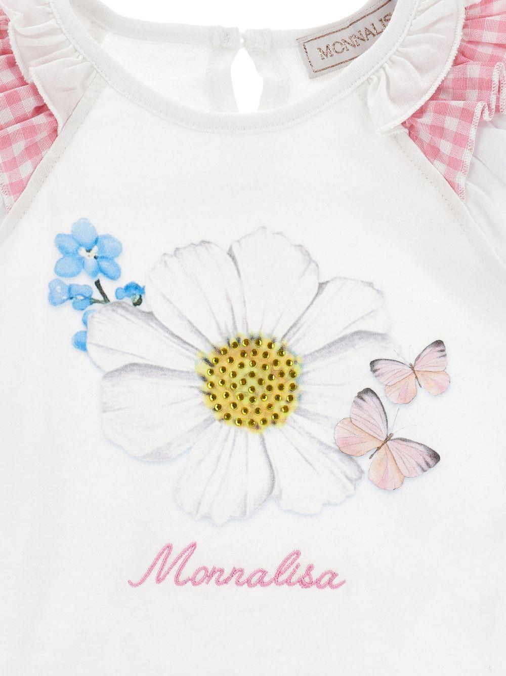 T-shirt per neonata Monnalisa bianca con stampa a fiori 39G605 7002 0099 MONNALISA KIDS
