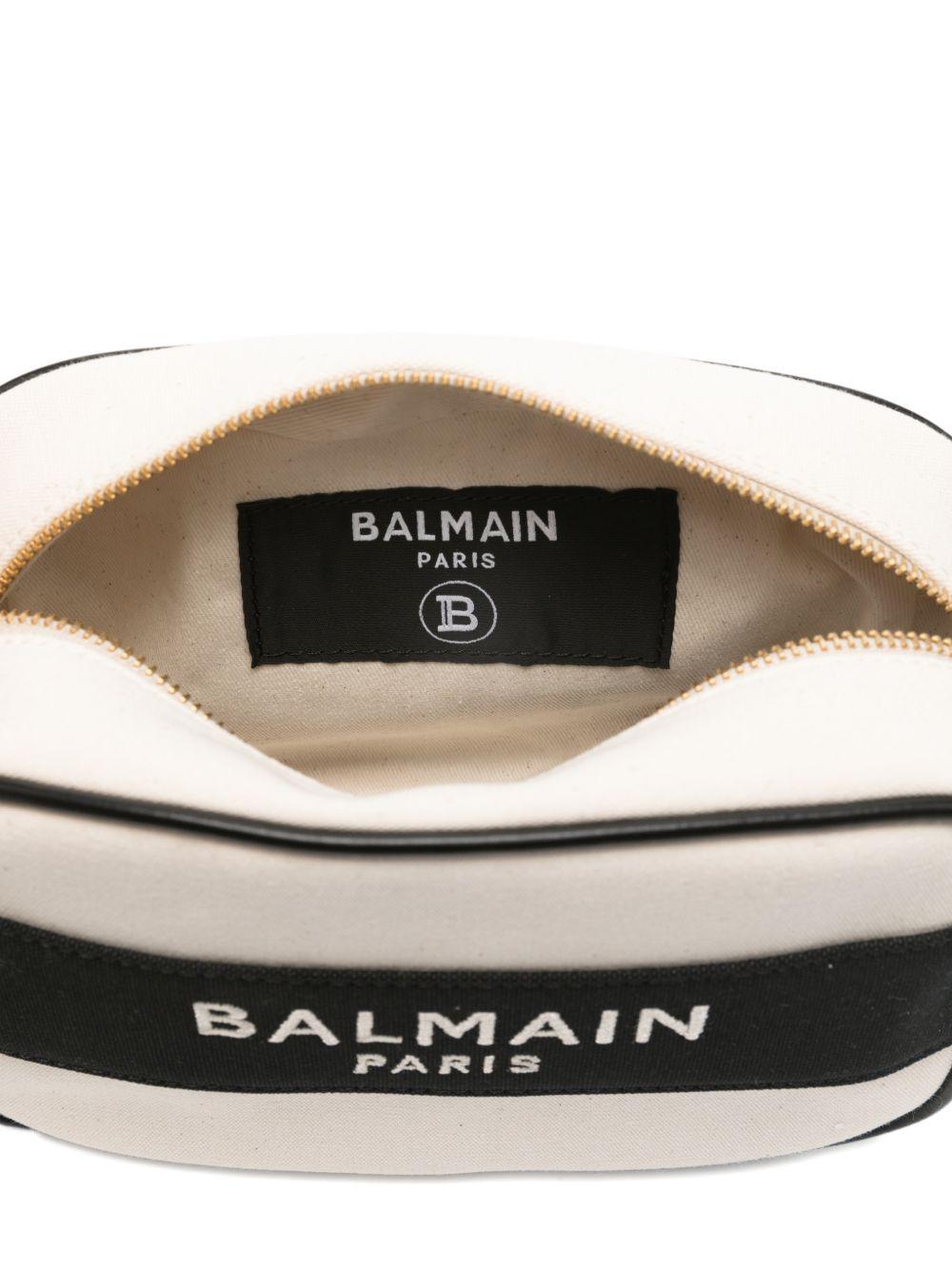 Borsa fasciatoio per neonati Balmain Kids bianca e nera con logo sul davanti BY0B68 Z0042 101NE BALMAIN KIDS