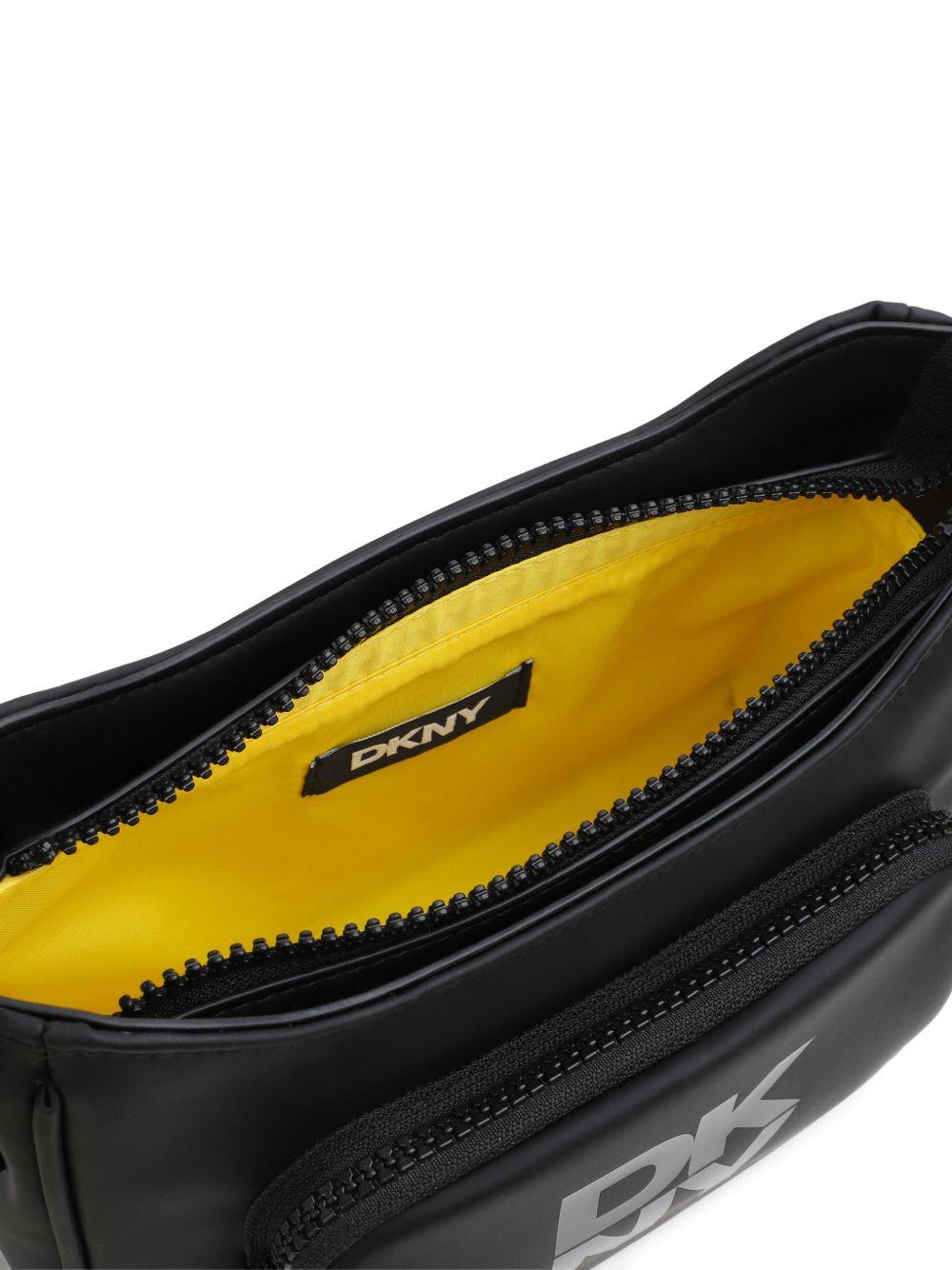 Borsa a spalla per bambina Dkny Kids nera con stampa logo D62641 09B DKNY