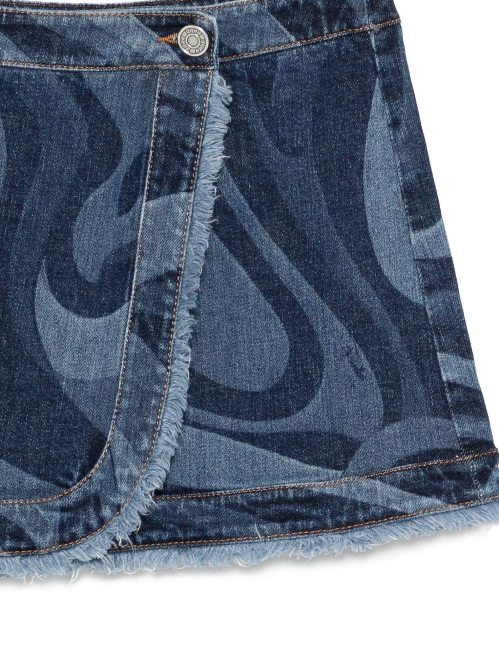 Gonna doppio giro per bambina Emilio Pucci Junior denim con motivo a spirale PY7B71 L0384 620 EMILIO PUCCI KIDS
