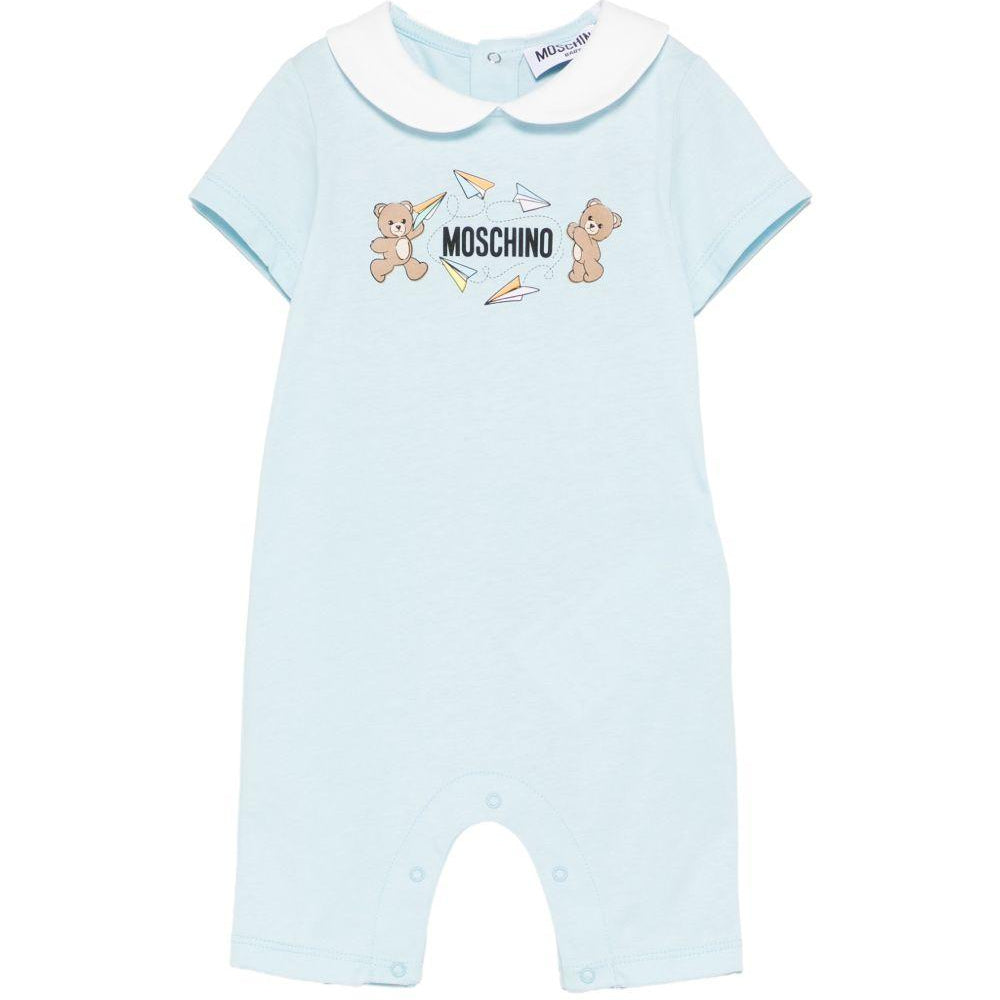 Tutina per neonato Moschino Kids azzurra con stampa Teddy Bear MUT04OLAA01 40304 MOSCHINO KIDS