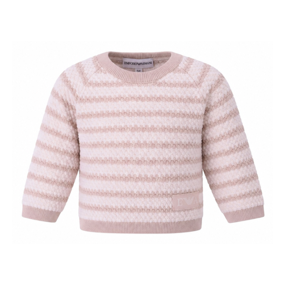 Maglione per neonato Emporio Armani Kids beige con motivo a righe EB001232 AF23409 M1013 EMPORIO ARMANI KIDS