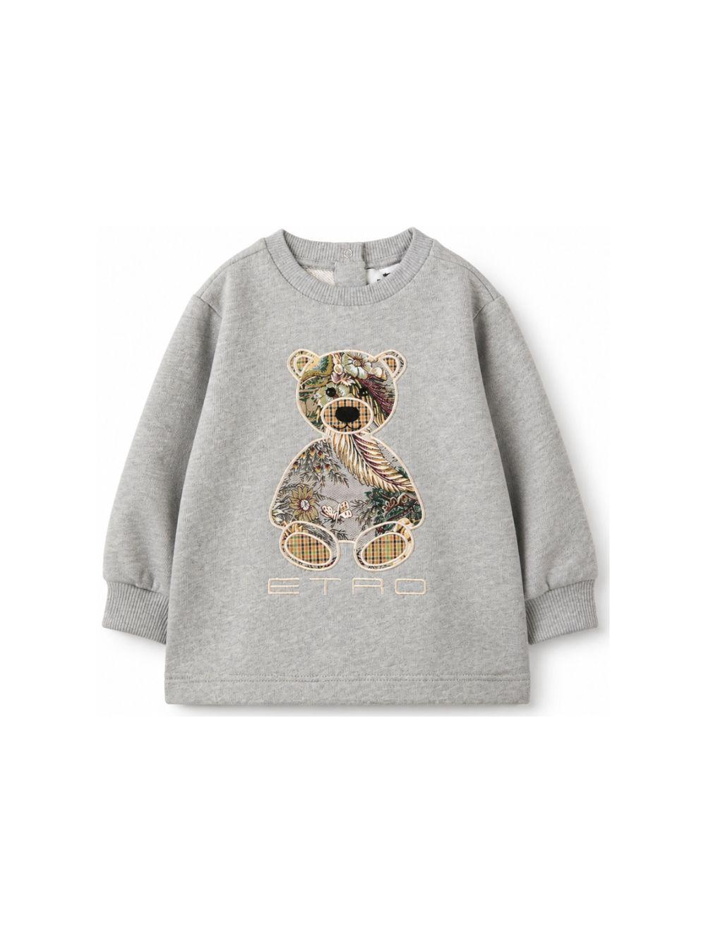 Felpa per neonato Etro Kids grigia con stampa orsetto sul davanti GZ4500 Z3188 806 ETRO KIDS