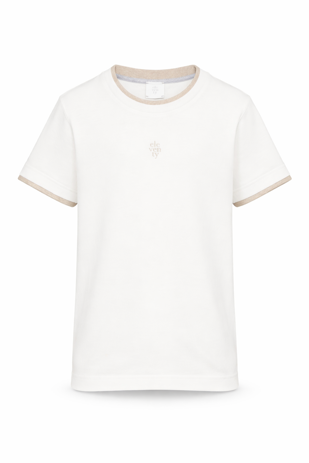T-shirt per bambino Eleventy Kids bianca con bordi a contrasto EY8P31 Z3708 101BG ELEVENTY KIDS