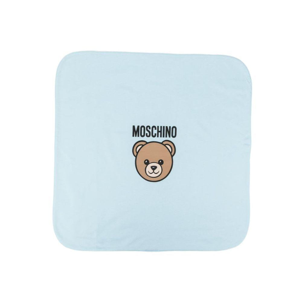Coperta per neonato Moschino Kids azzurro con stampa Teddy Bear MUB00MLCA19 40304 MOSCHINO KIDS