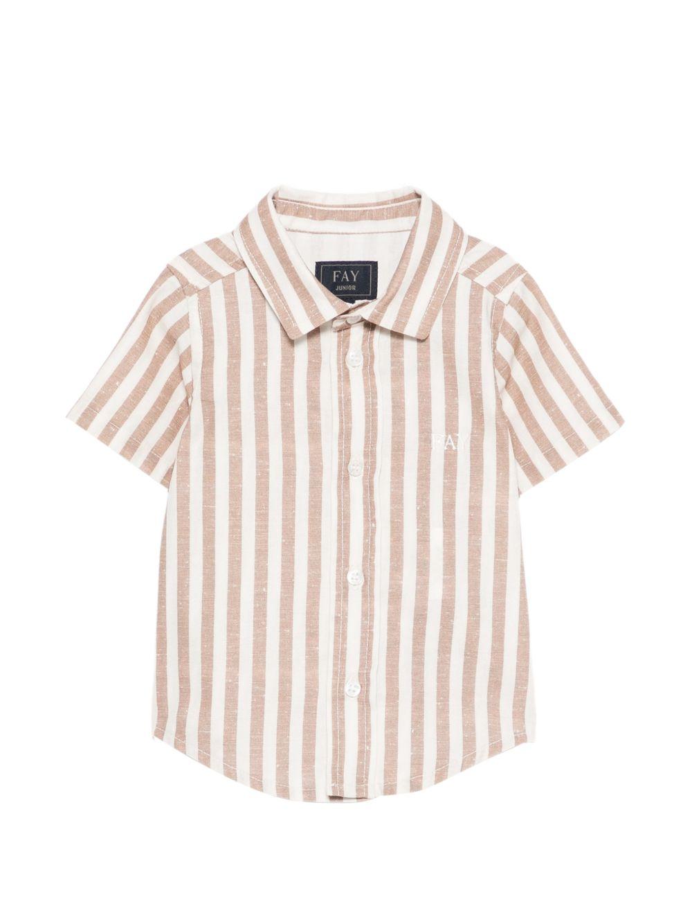 Camicia per neonato Fay Kids beige a righe a maniche corte FY5510 Z3691 101BR FAY KIDS