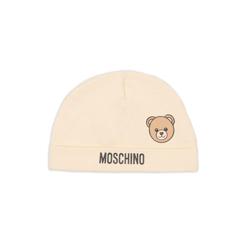 Berretto per neonati Moschino Kids beige con motivo orsetto MUX05ULCA19 20404 MOSCHINO KIDS