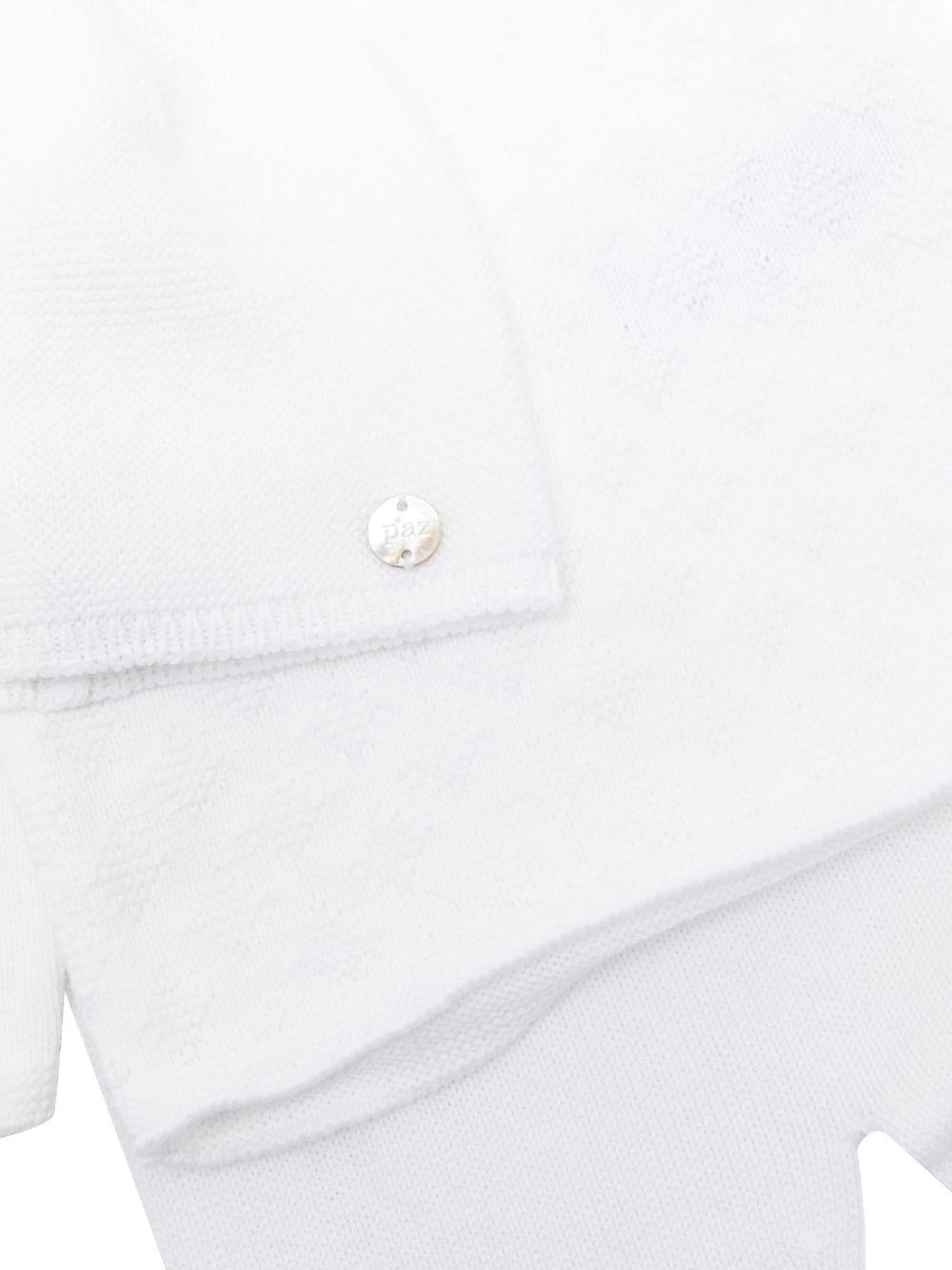 Set tutina cappello e coperta per neonati Paz Rodriguez bianco con placca con logo 303-123189 01 PaZ RODRIGUEZ KIDS
