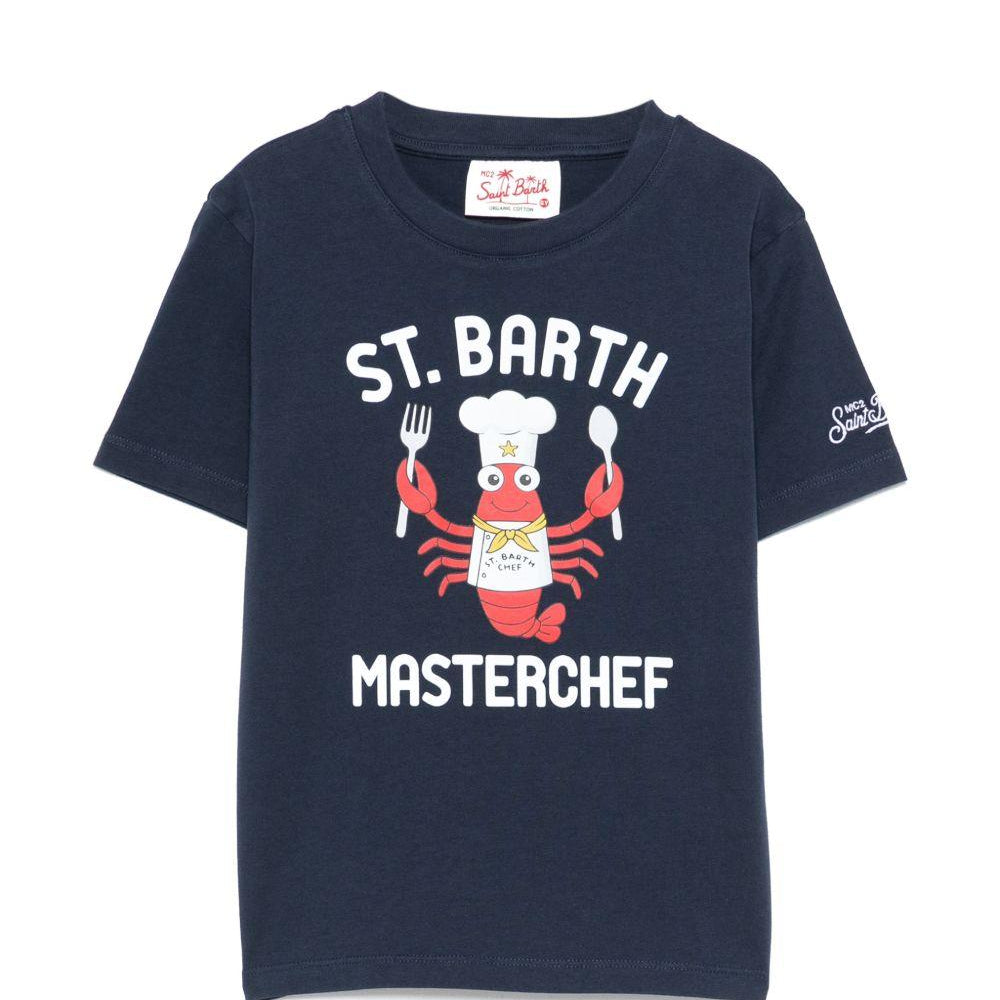 T-shirt Denver per bambino MC2 Saint Barth Kids blu con stampa grafica sul davanti DNV0001 00291L MC2 ST. BARTH KIDS