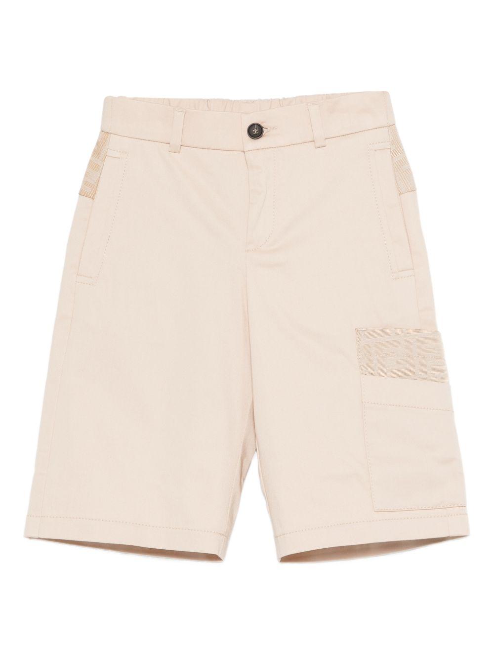 Shorts per bambina Fendi Kids beige con toppa con logo FF JMF565 AS5Y F1P2N FENDI KIDS