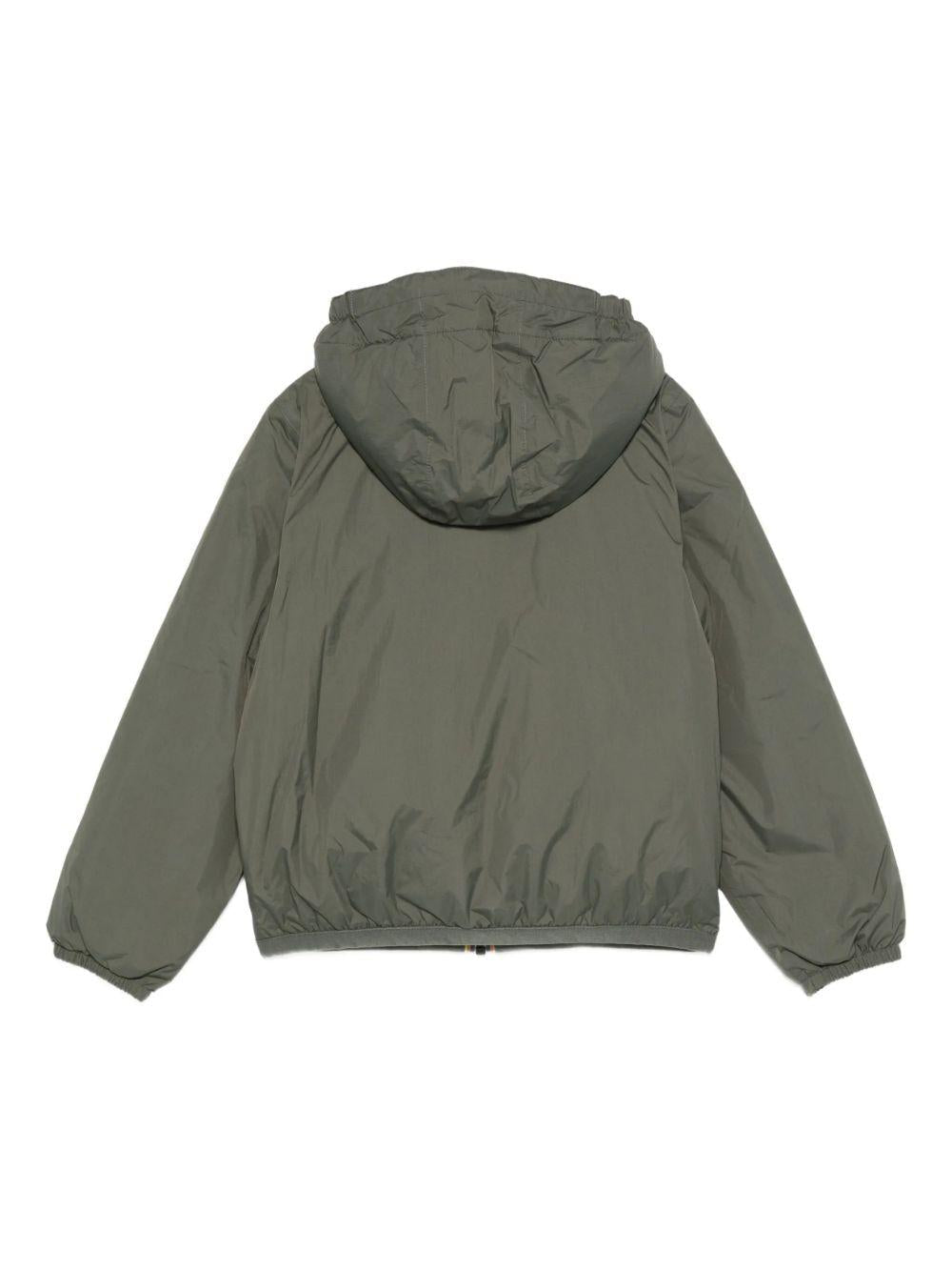 Impermeabile per bambina K Way Kids P. Le Vrai Claude 4.0 verde militare con cappuccio - Rubino Kids