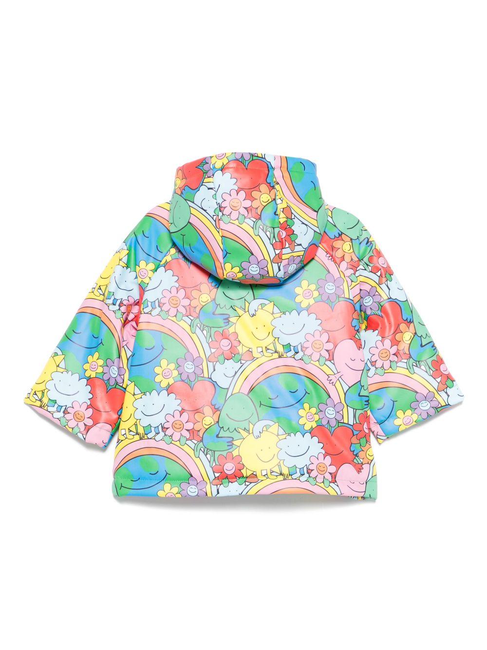 Impermeabile per neonata Stella McCartney Kids multicolore con stampa grafica - Rubino Kids