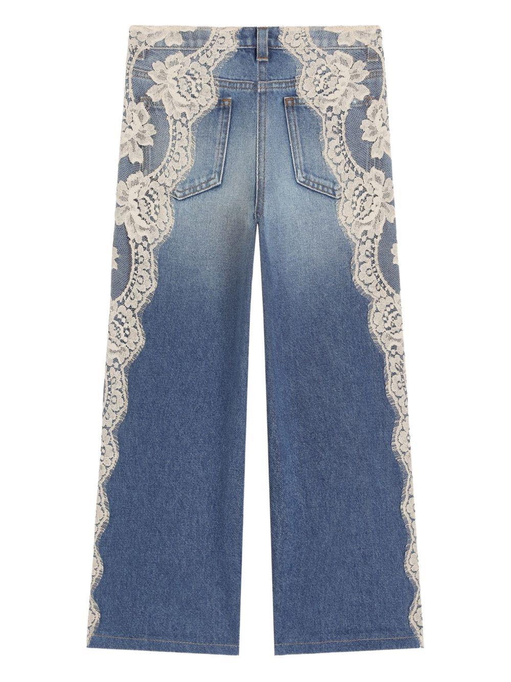 Jeans per bambina Dolce & Gabbana Kids denim con dettagli in pizzo - Rubino Kids