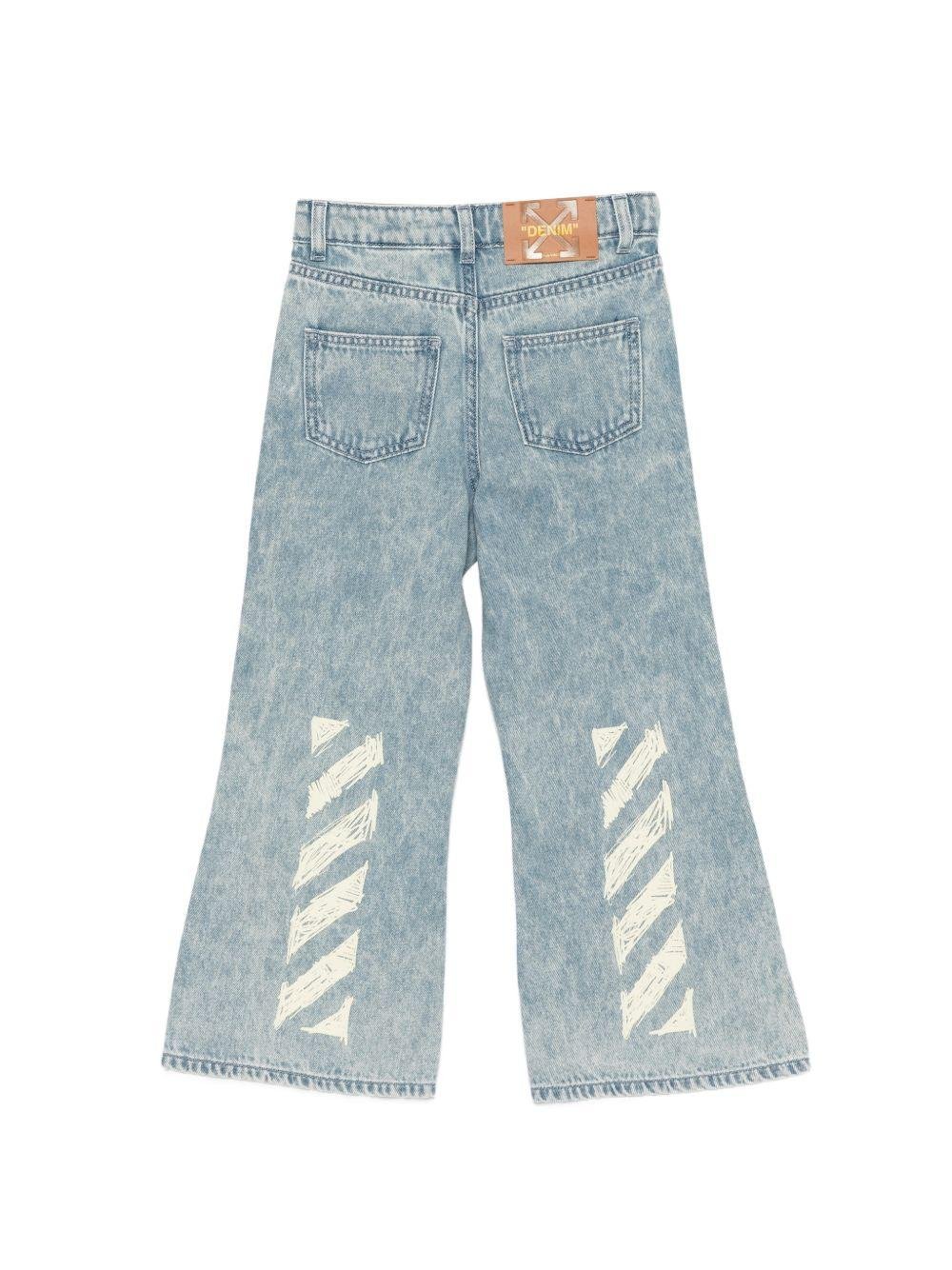 Jeans per bambina Off - White Kids denim con tasca e passante per cintura - Rubino Kids