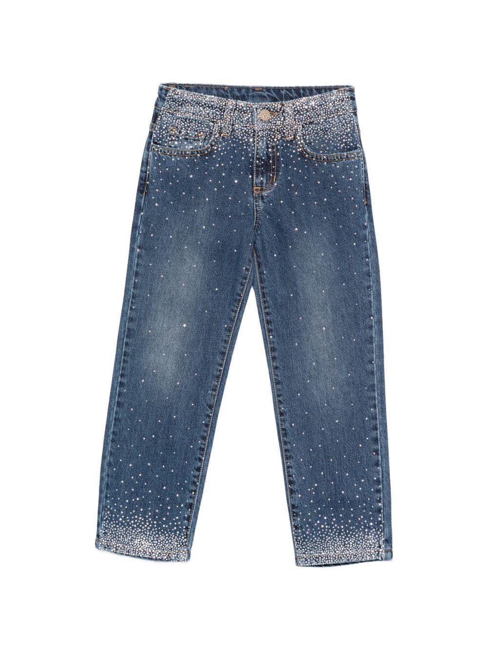 Jeans per bambina Roberto Cavalli Kids denim con logo sul retro - Rubino Kids