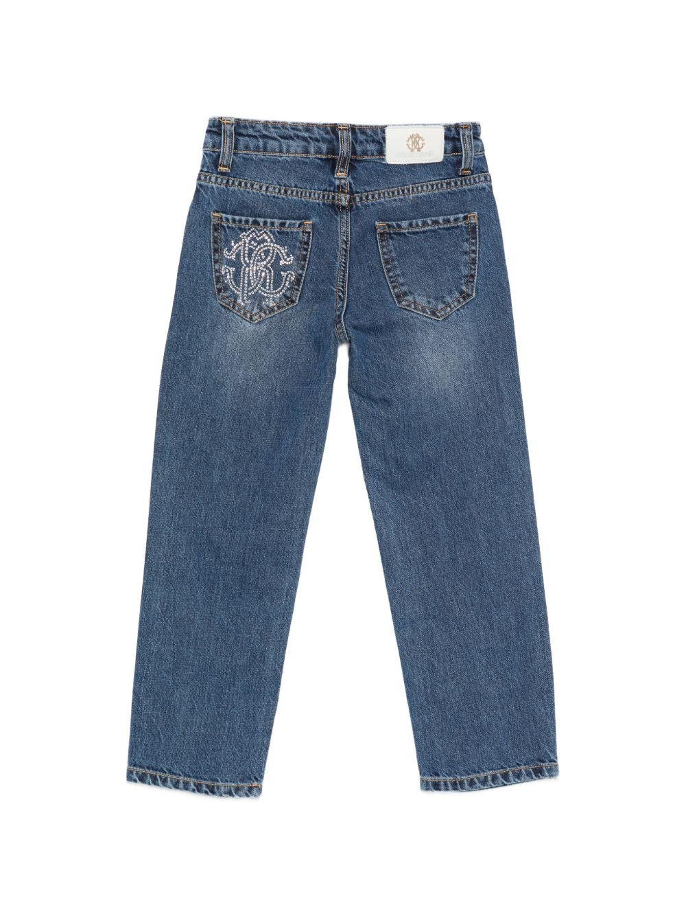 Jeans per bambina Roberto Cavalli Kids denim con logo sul retro - Rubino Kids
