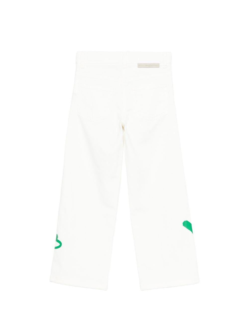 Jeans per bambina Stella McCartney Kids bianco con dettagli floreali - Rubino Kids