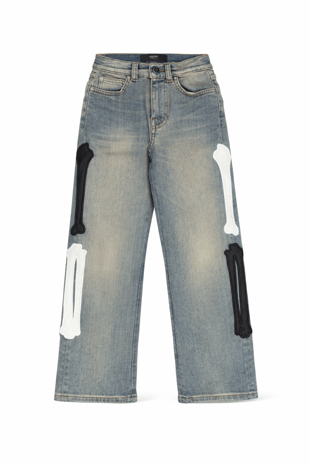 Jeans per bambino Amiri Kids denim con applicazione con ossa - Rubino Kids