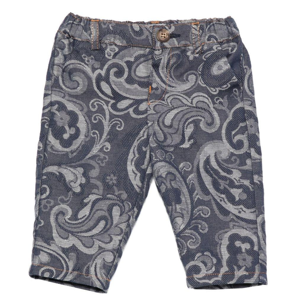 Jeans per neonato Etro Kids blu con stampa Paisley all - over - Rubino Kids