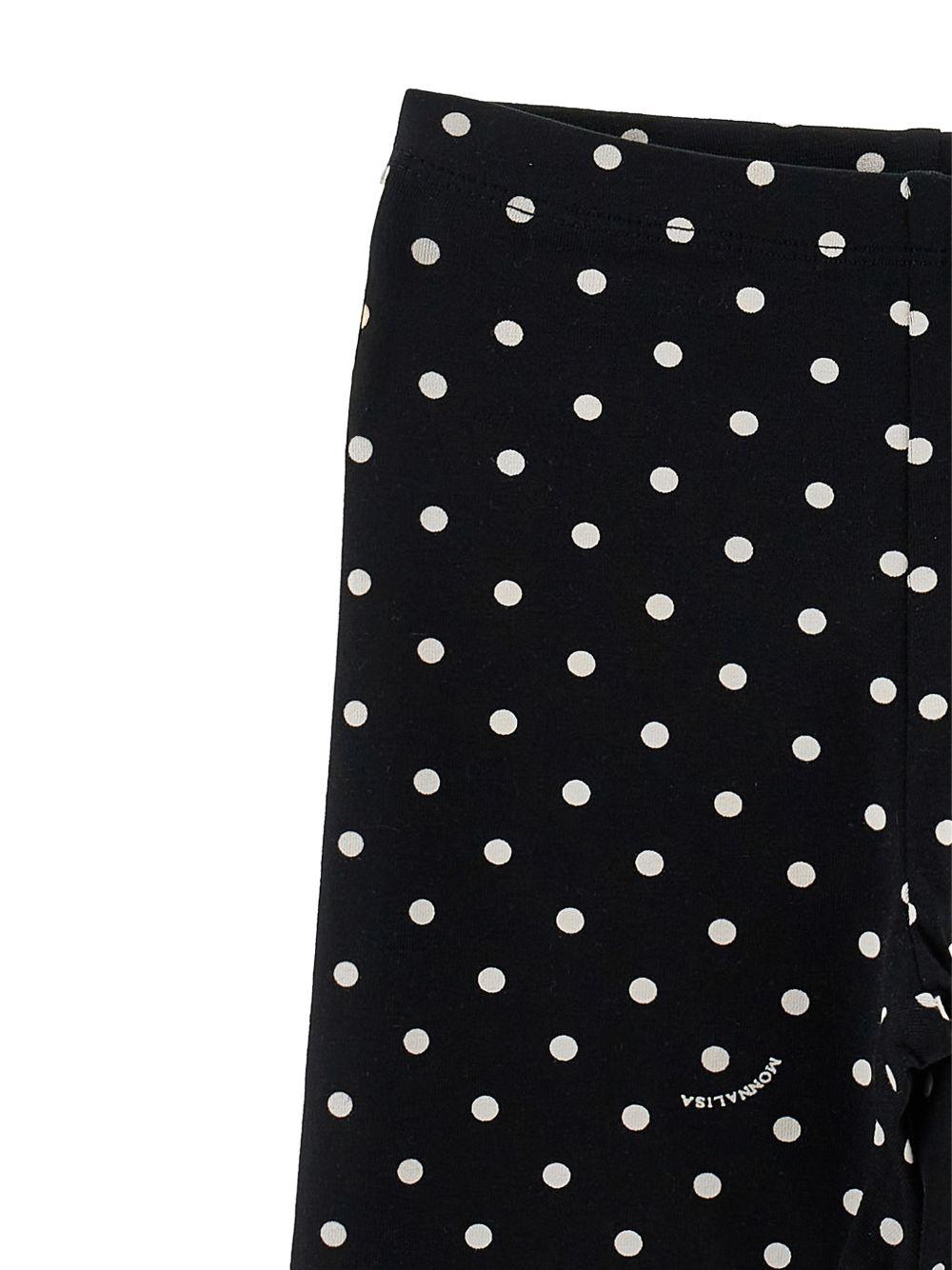 Leggings per bambina Monnalisa nero con motivo a pois - Rubino Kids