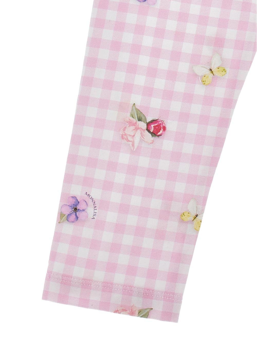 Leggings per bambina Monnalisa rosa con motivo a quadri - Rubino Kids