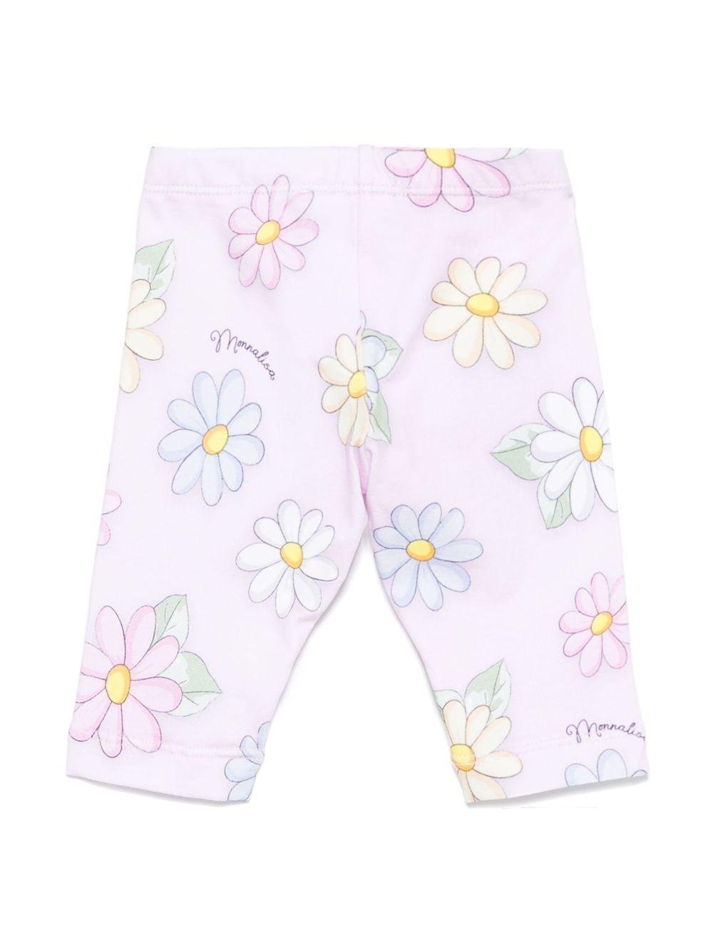 Leggings per neonata Monnalisa rosa con stampa floreale - Rubino Kids
