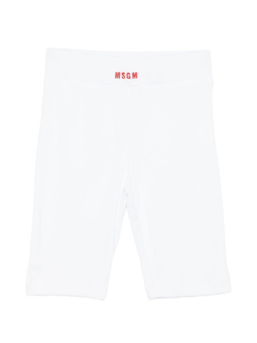 Leggins per bambina MSGM Kids bianchi con logo sul davanti - Rubino Kids