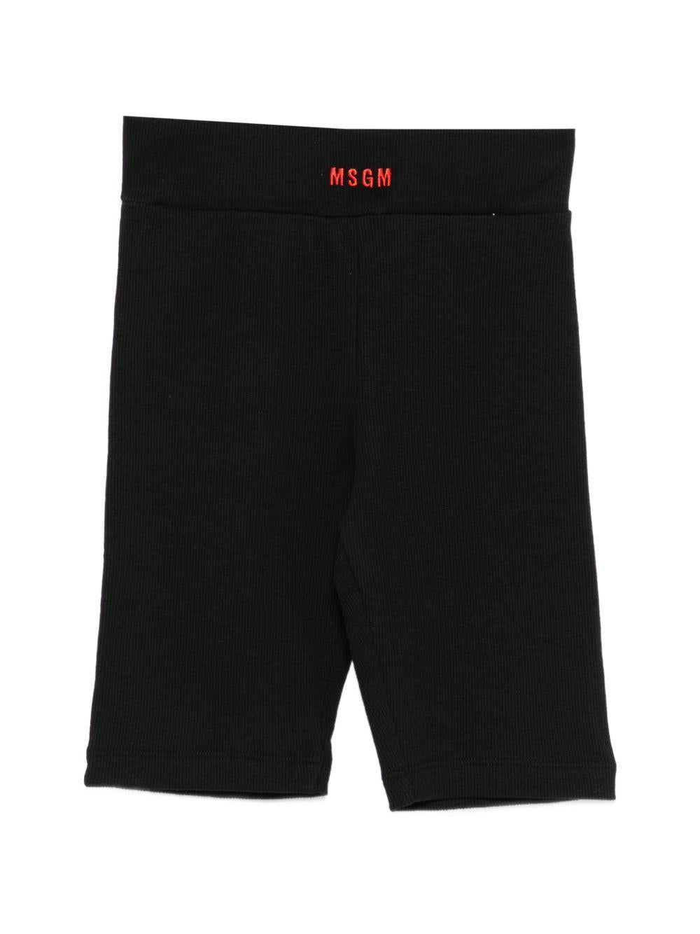 Leggins per bambina MSGM Kids neri con logo sul davanti - Rubino Kids