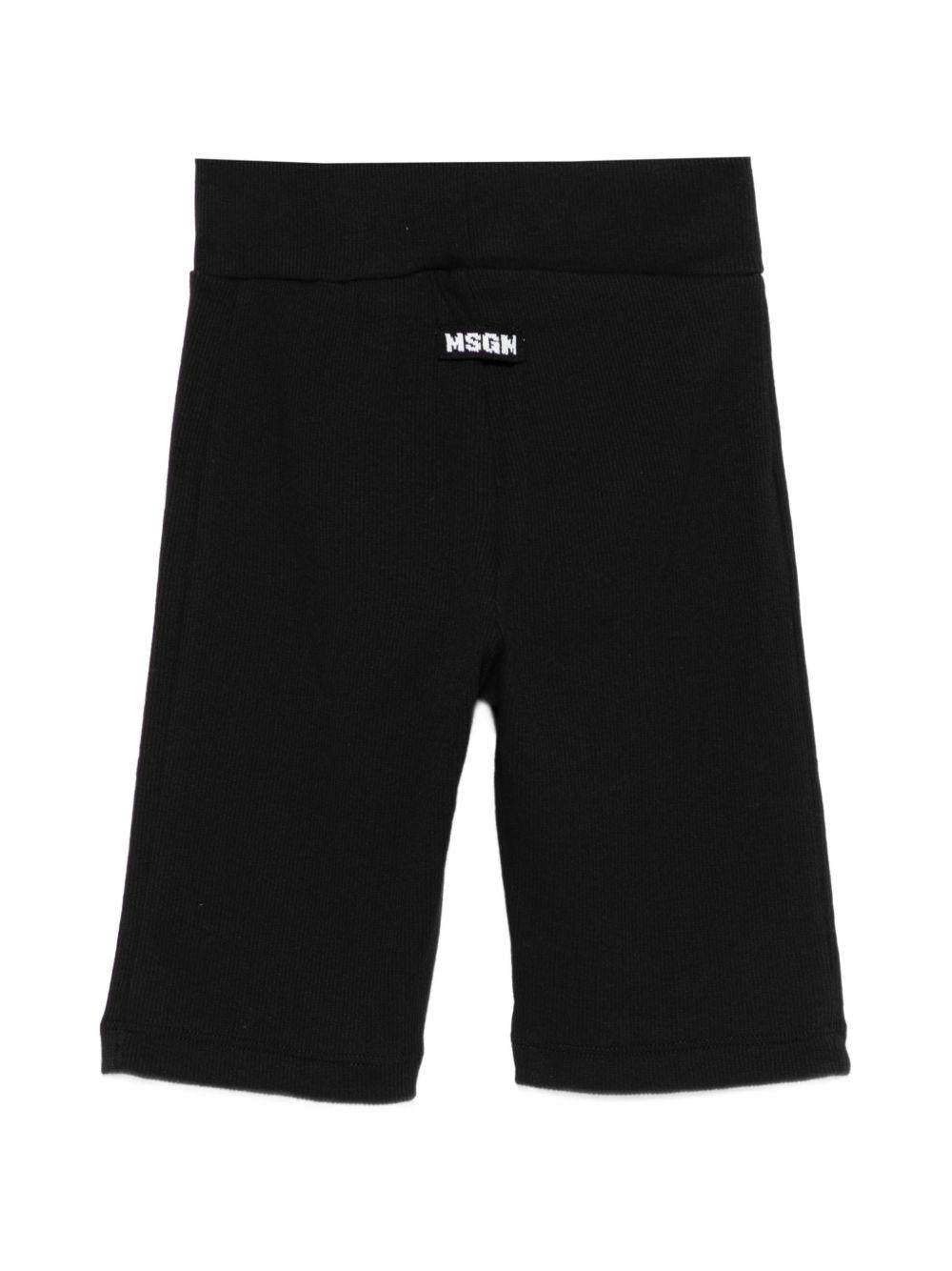 Leggins per bambina MSGM Kids neri con logo sul davanti - Rubino Kids