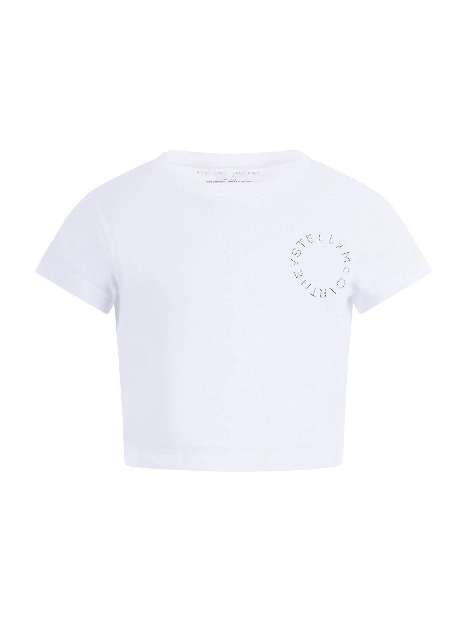 Maglietta per bambina Stella McCartney Kids bianca con logo circolare sul davanti - Rubino Kids