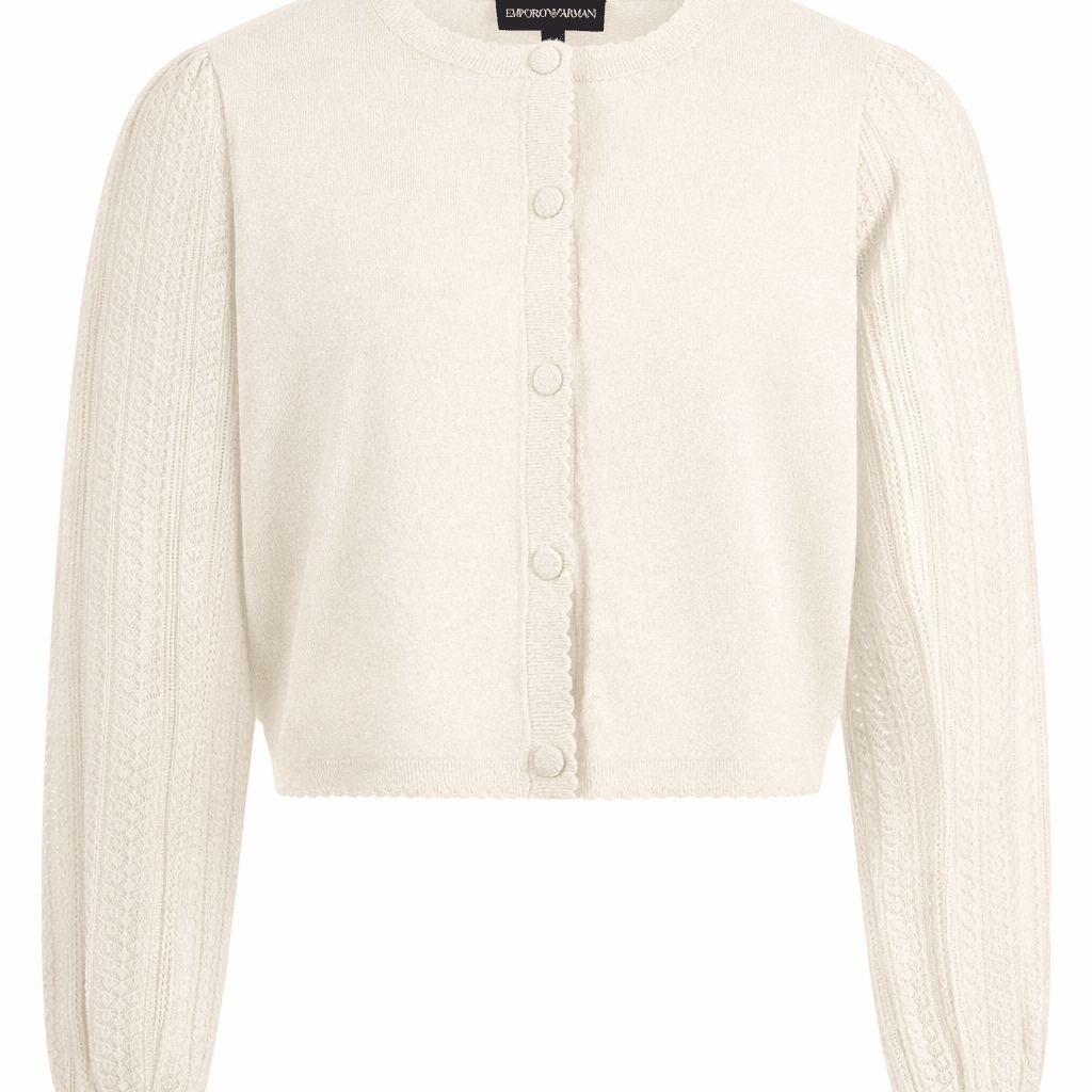 Maglione per bambina Emporio Armani Kids beige con dettagli ricamati - Rubino Kids