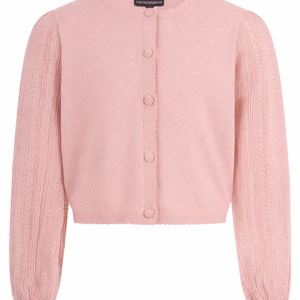 Maglione per bambina Emporio Armani Kids rosa con dettagli ricamati - Rubino Kids