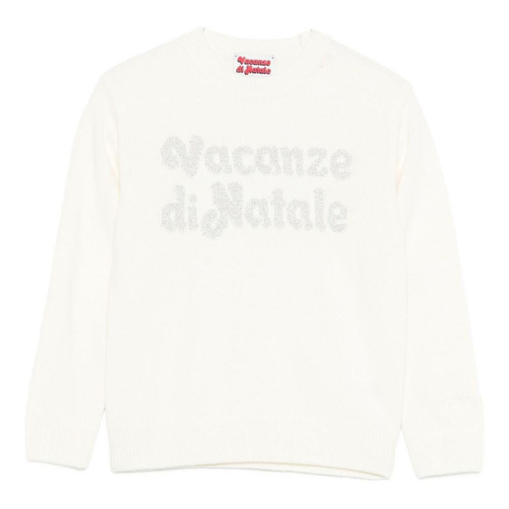 Maglione per bambina MC2 Saint Barth Kids bianco con scritta "Vacanze di Natale" - Rubino Kids
