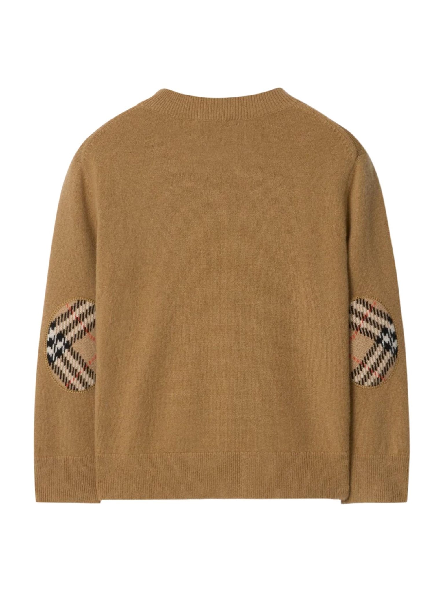 Maglione per bambino Burberry Kids marrone con applicazioni sui gomiti a quadri - Rubino Kids