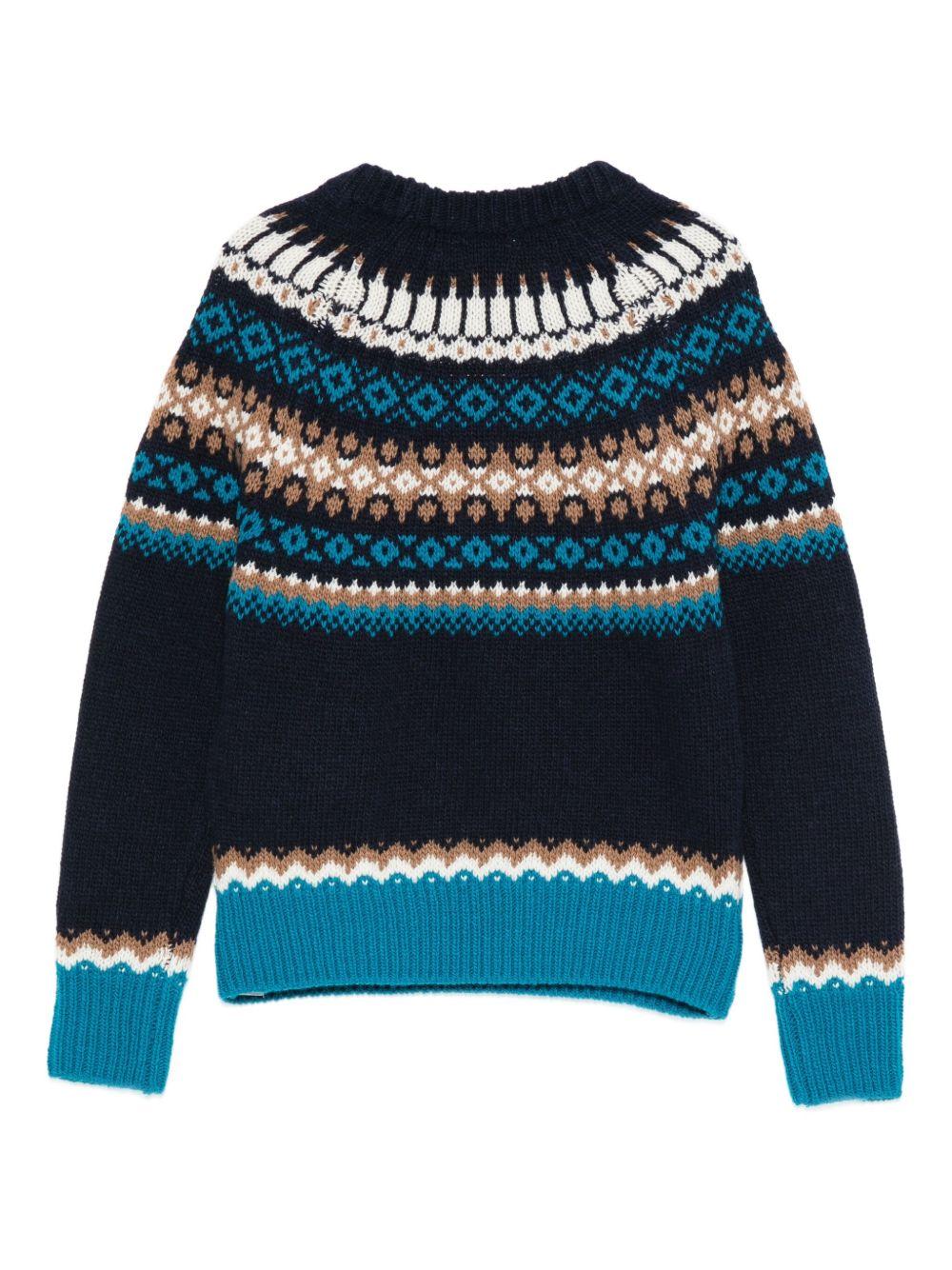 Maglione per bambino Moncler Enfant blu con motivo Fair Isle - Rubino Kids