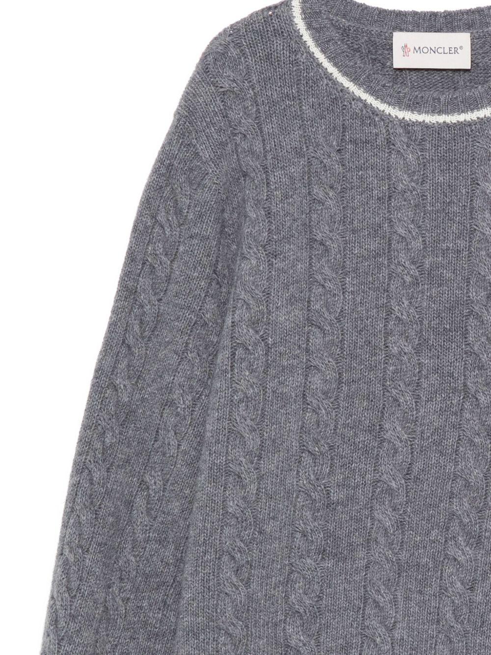Maglione per bambino Moncler Enfant grigio in lana con motivo a trecce - Rubino Kids