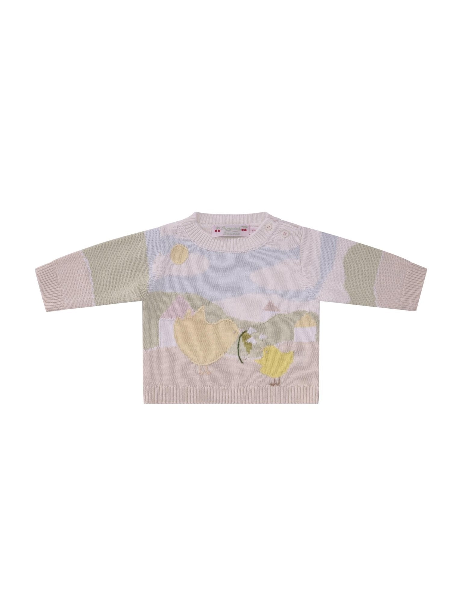 Maglione per neonato Bonpoint multicolore con pulcini ricamati - Rubino Kids