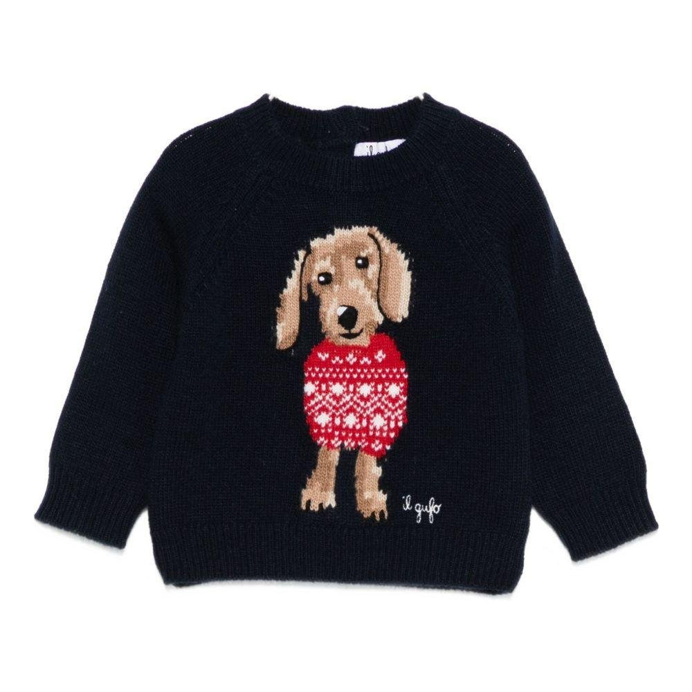 Maglione per neonato Il Gufo blu con ricamo cagnolino - Rubino Kids