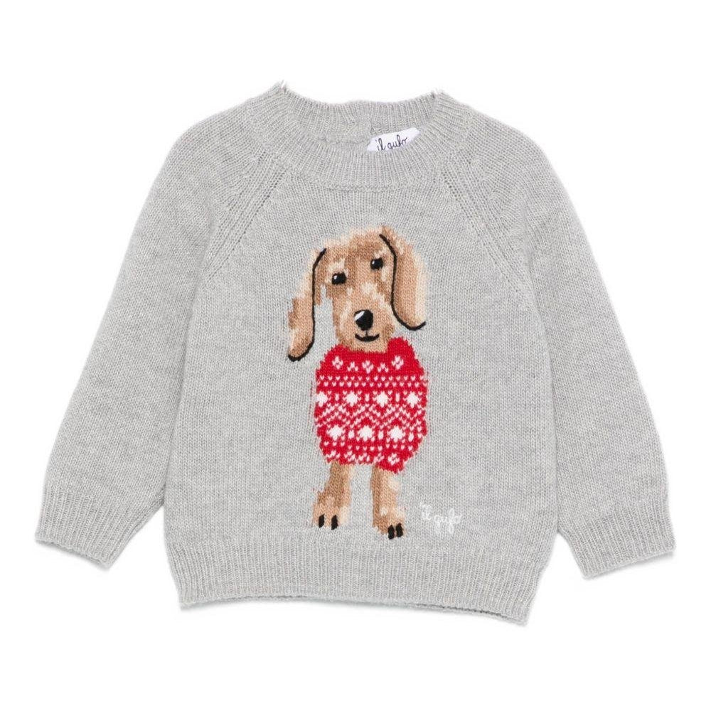 Maglione per neonato Il Gufo grigio con ricamo cagnolino - Rubino Kids