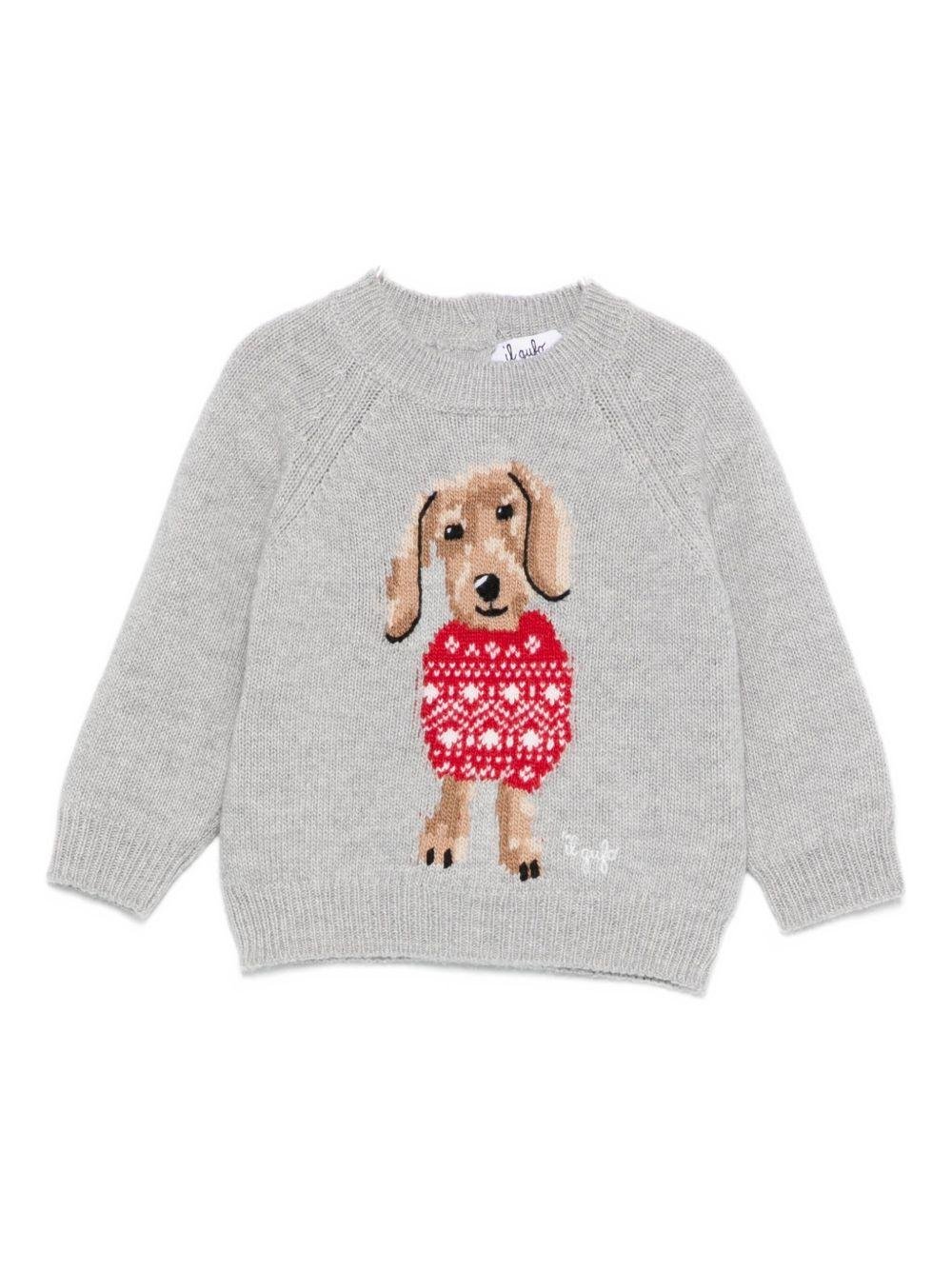 Maglione per neonato Il Gufo grigio con ricamo cagnolino - Rubino Kids