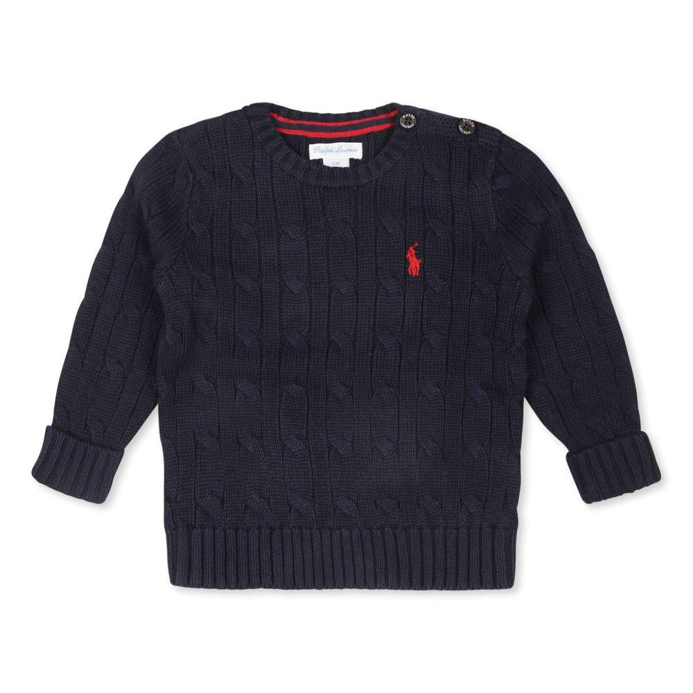 Maglione Polo Pony per neonato Polo Ralph Lauren Kids blu con maglia intrecciata - Rubino Kids