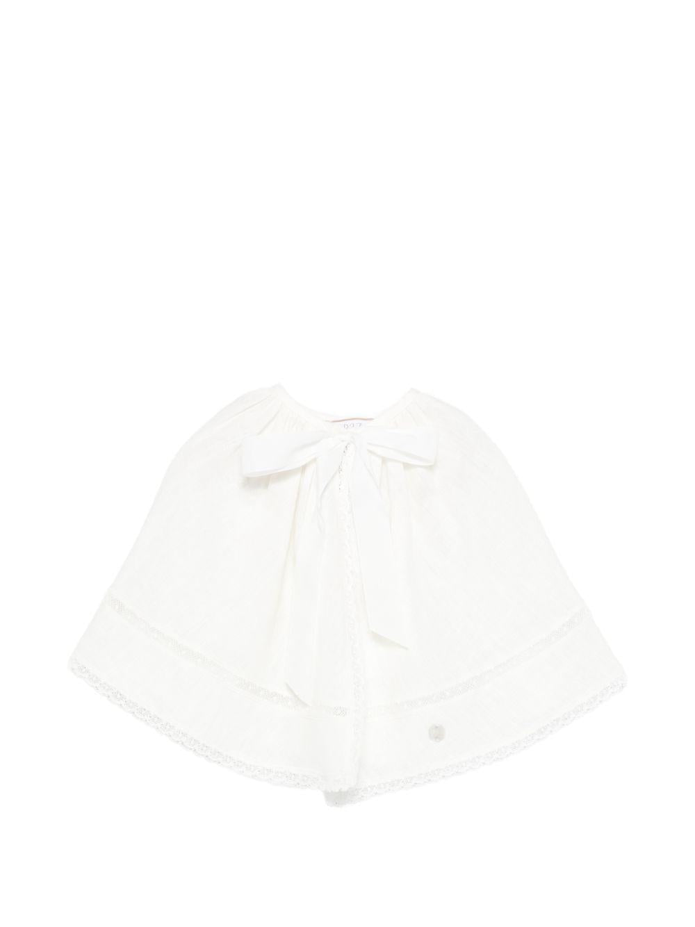 Mantellina per neonata Paz Rodriguez bianca con dettagli in pizzo - Rubino Kids