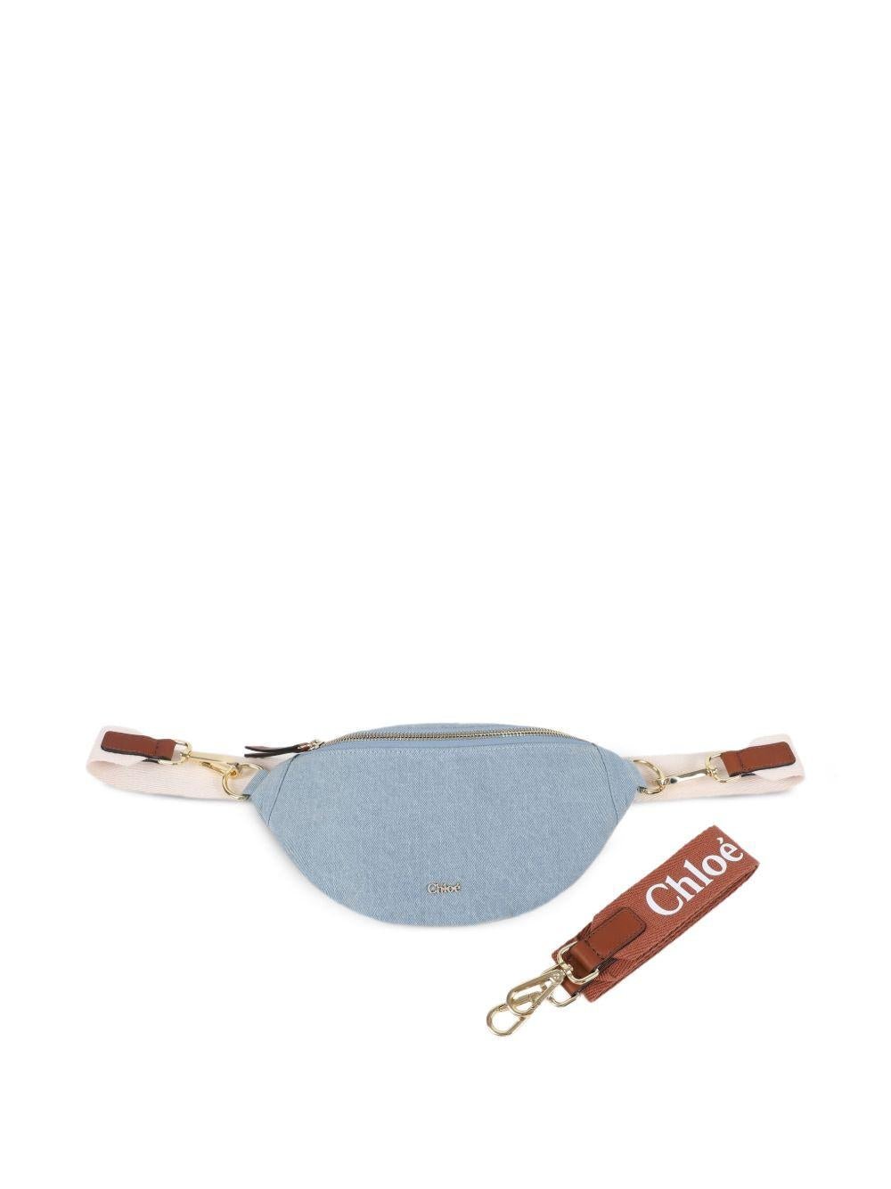 Marsupio per bambina Chloé Kids azzurro con placca con logo - Rubino Kids