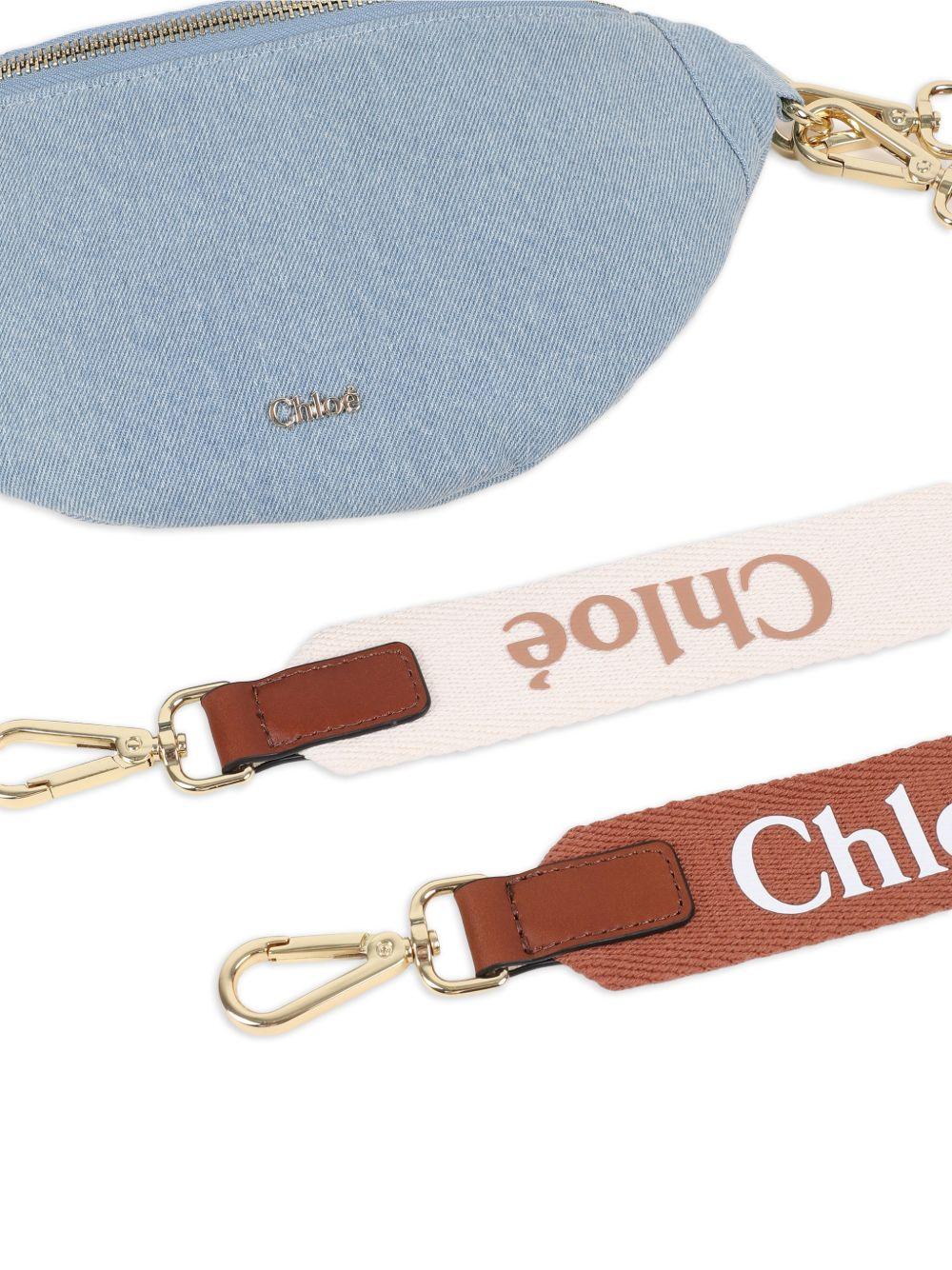 Marsupio per bambina Chloé Kids azzurro con placca con logo - Rubino Kids